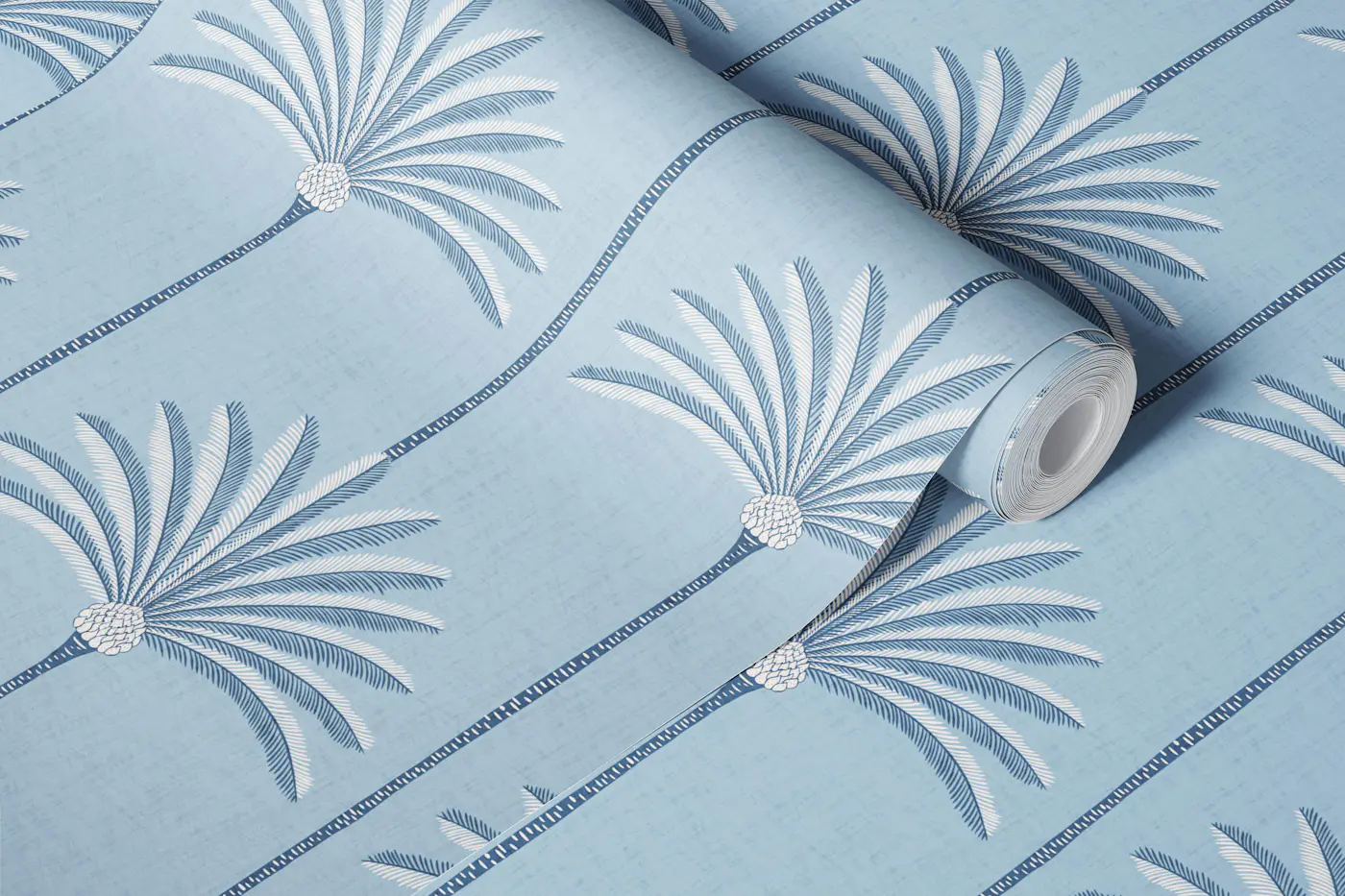 Palm Stripes Breezy Blue - Medium wallpaper roll