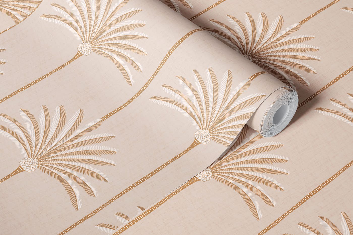 Palm Stripes Warm Caramel - Medium wallpaper roll