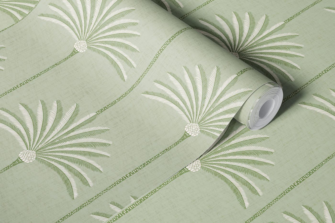 Palm Stripes Sage Green - Medium wallpaper roll