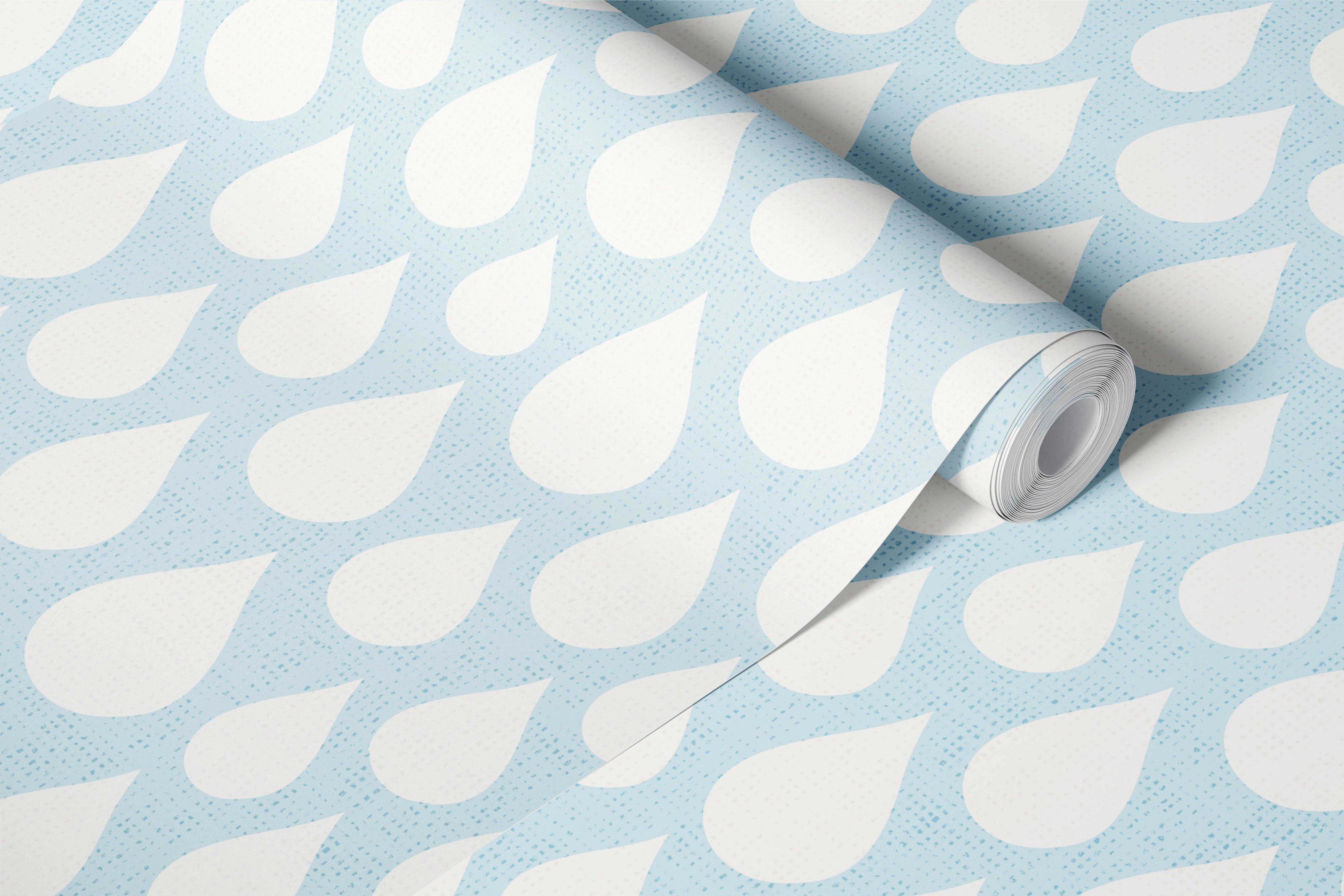 Blue and white water droplet pattern wallpaper