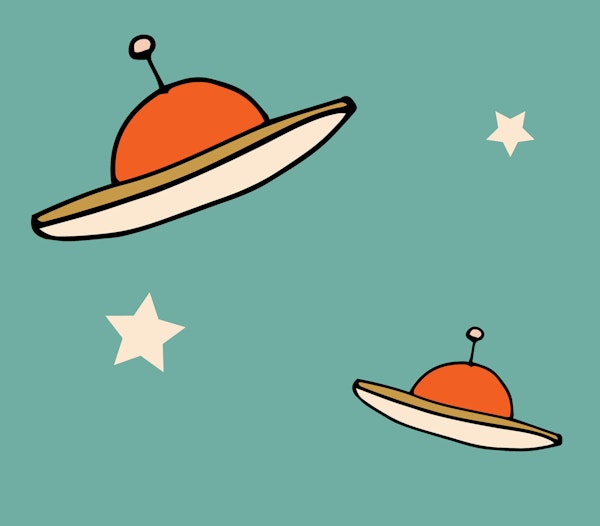 Minimal Vintage UFO Blue