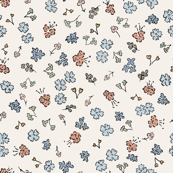 Wild Bloom Garden Tiny Ditsy Linen and Blue