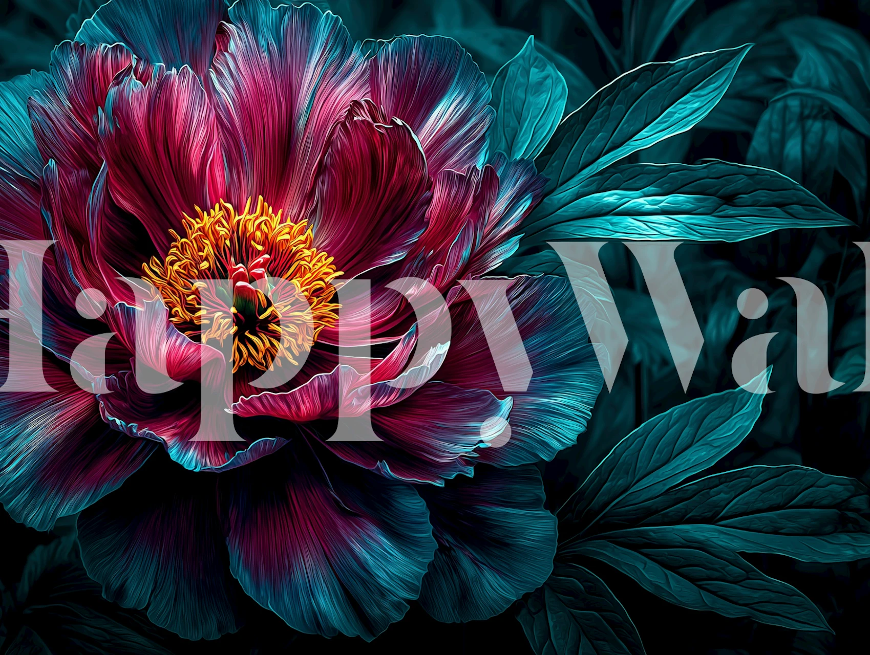 Design de papier peint Midnight Flower Symphony dans une pièce.