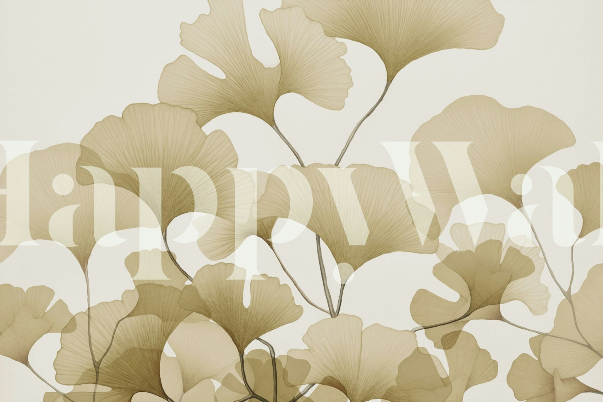 Tranquil Gingko Dreams Soft Beige wallpaper in a room