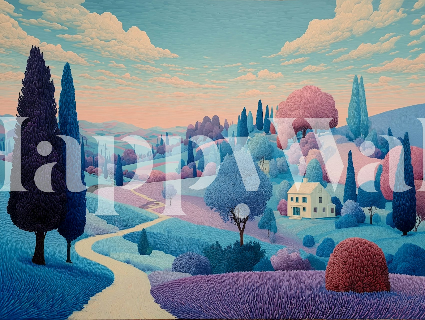 Tapeta Lavender Countryside v nastavení místnosti