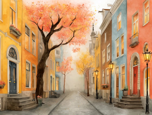 Foggy Amsterdam Street