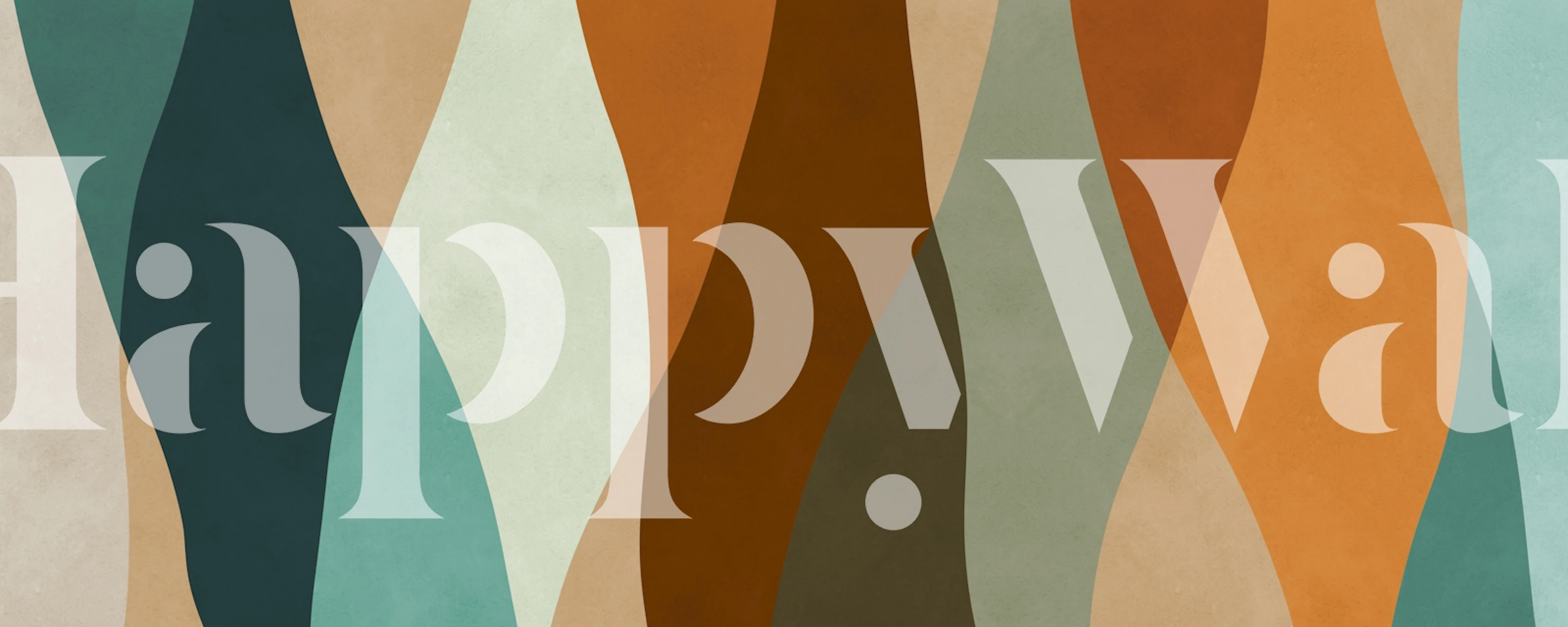 Abstract waves in earthy tones of teal, orange, and cream wallpaper