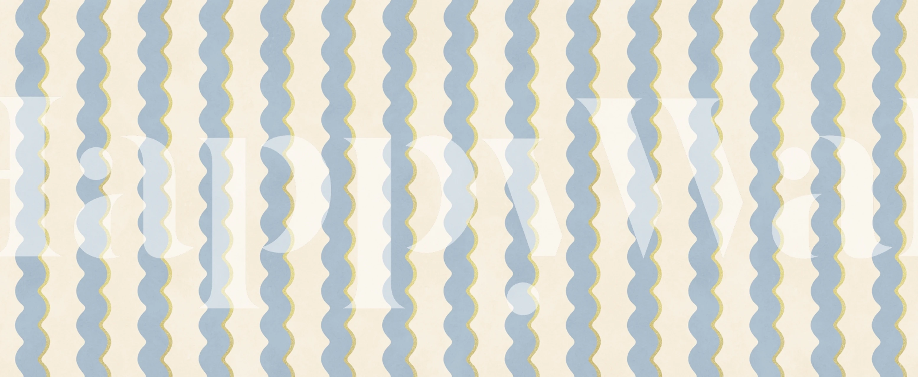 Blue and Gold Elegance Tapete in einem Raum