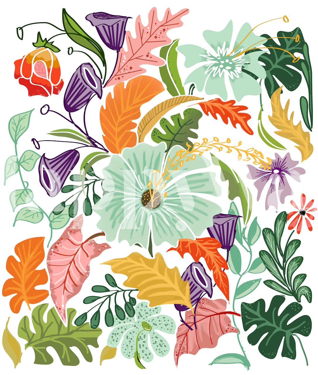 Papel tapiz vibrante Hello Tropical en una habitación