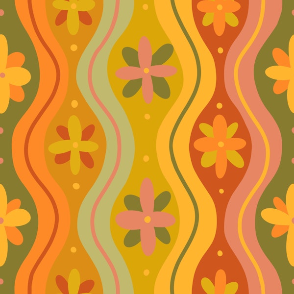 Retro Floral Waves