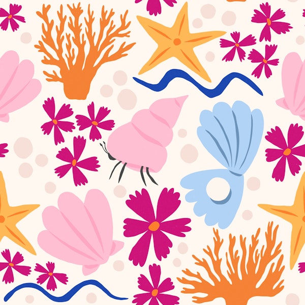 Tropical Reef with Corals and Shells