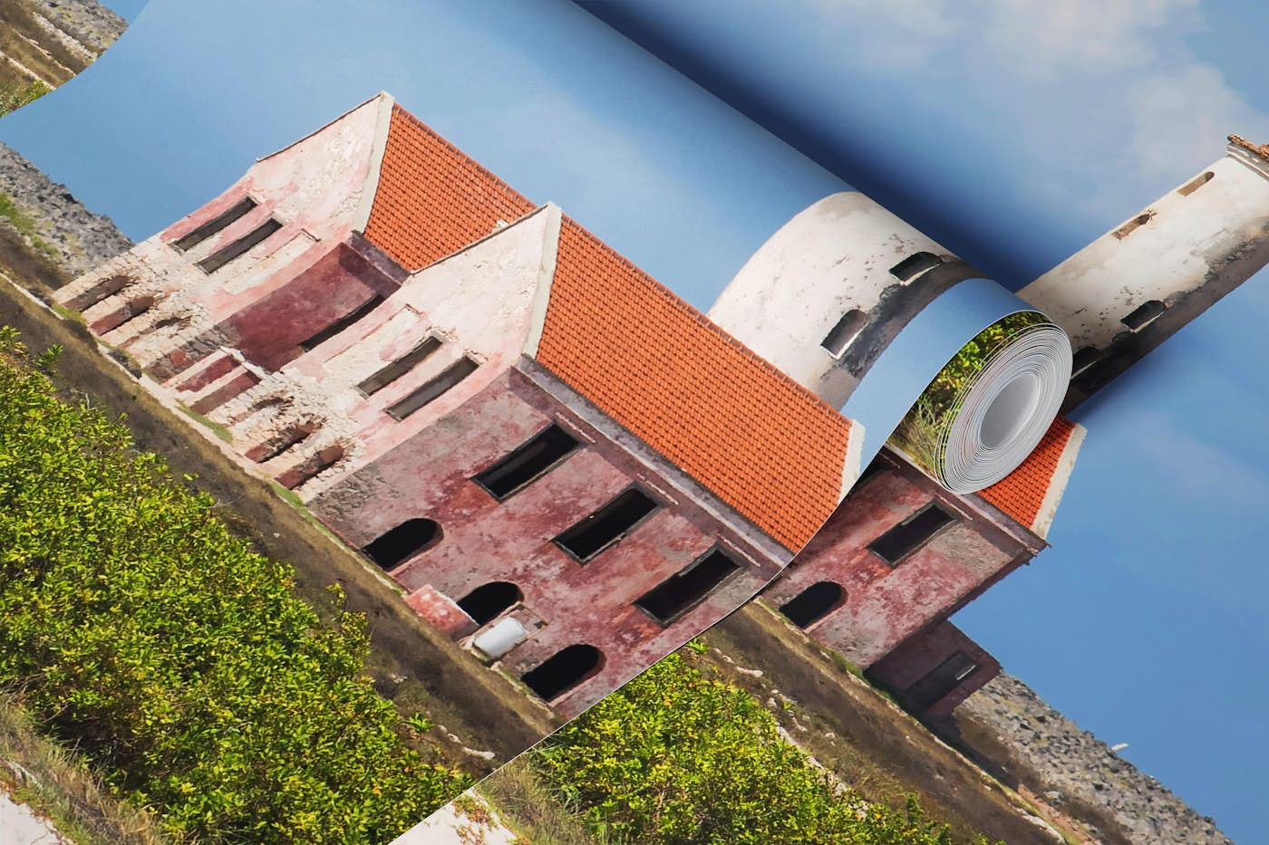The Pink Lighthouse of Klein Curacao 1 wallpaper roll