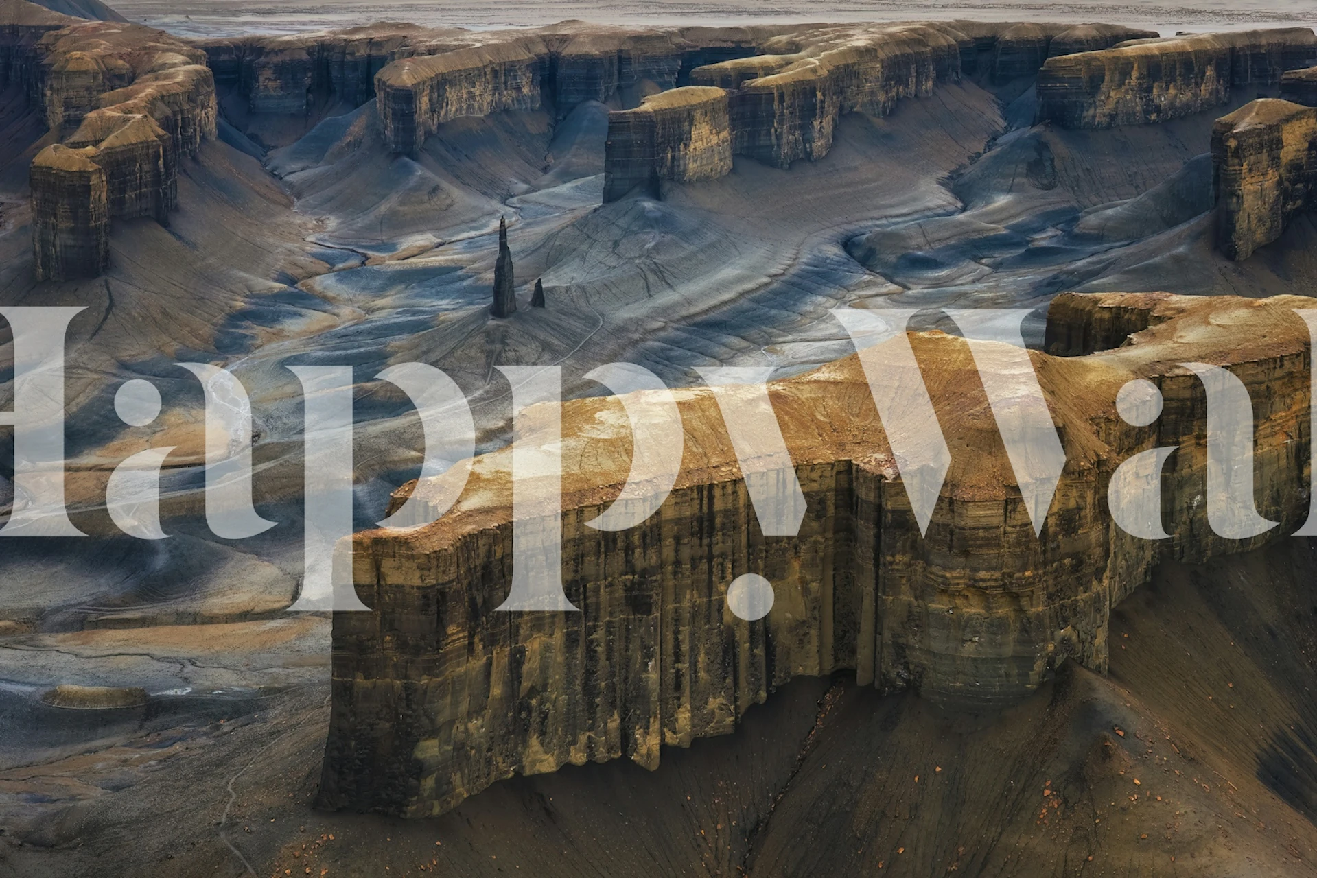 Canyon landscape with rocky cliffs and winding river wallpaper