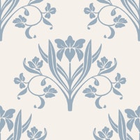 Lilies in Warm White and Powder Blue wallpaper