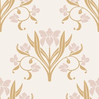 Lilies in Dusty Rose Warm Mustard & Cream wallpaper