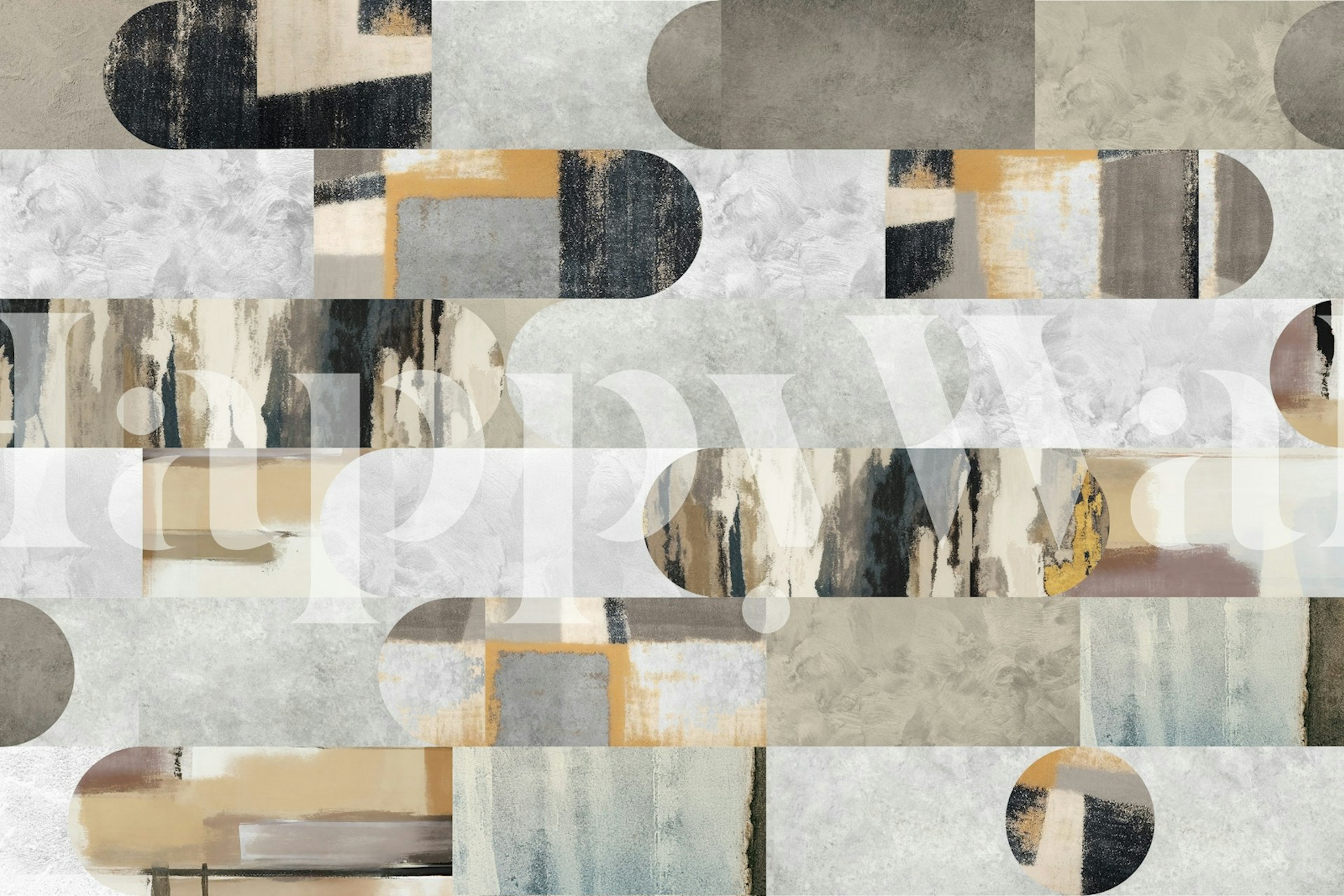 Urban Blocks Art -tapetti modernissa huoneessa