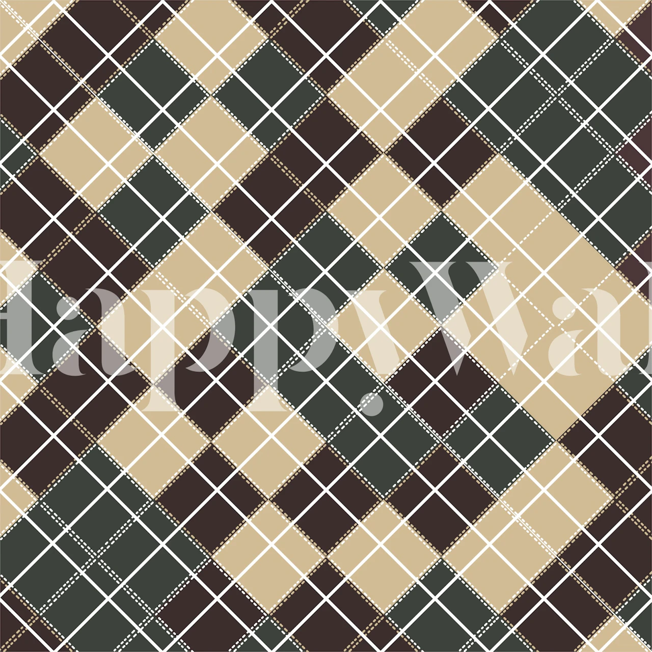 Beige and brown diamond pattern geometric wallpaper