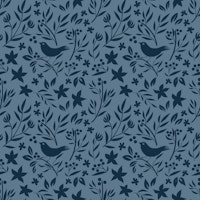 Blue Scandinavian Folk Bird Botanical Theme papiers peint