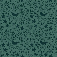 Green Scandinavian Folk Bird Botanical Theme papiers peint