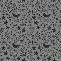Gray Scandinavian Folk Bird Botanical Theme papiers peint