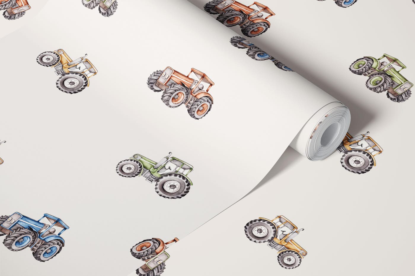 Vintage Tractor cream wallpaper roll