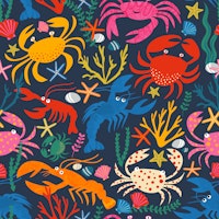 Crustacean Station - crabs and lobsters Large papiers peint