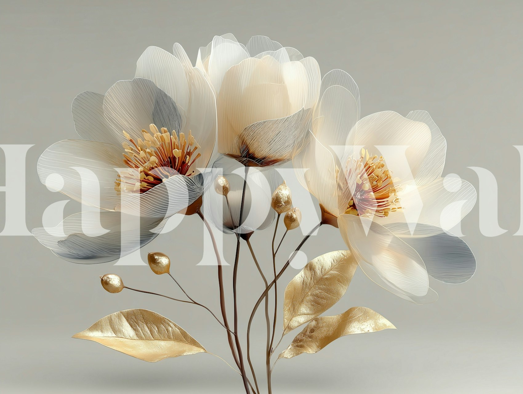 Luminous Floral Harmony wallpaper in a room