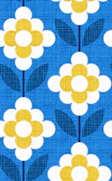 Preloved blooms-blue-yellow-granny squares wallpaper