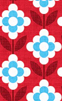 Preloved blooms-red-turq-granny squares wallpaper