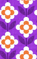 Preloved blooms-purple-orange-granny squares wallpaper