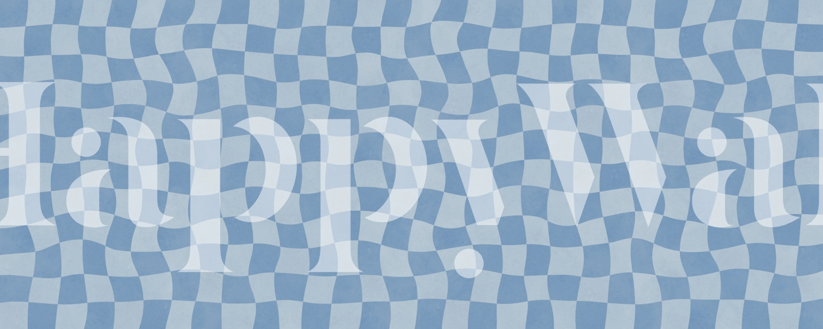 Blue Wavy Grid wallpaper in a room