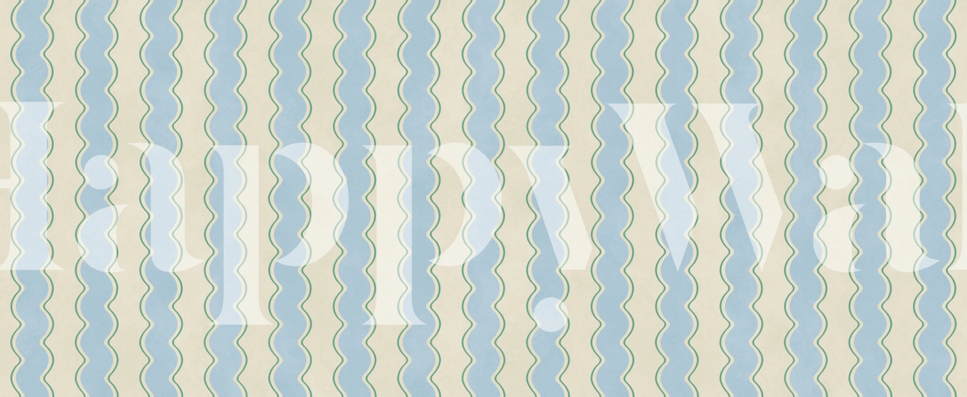 Blue waves on cream wallpaper in a room