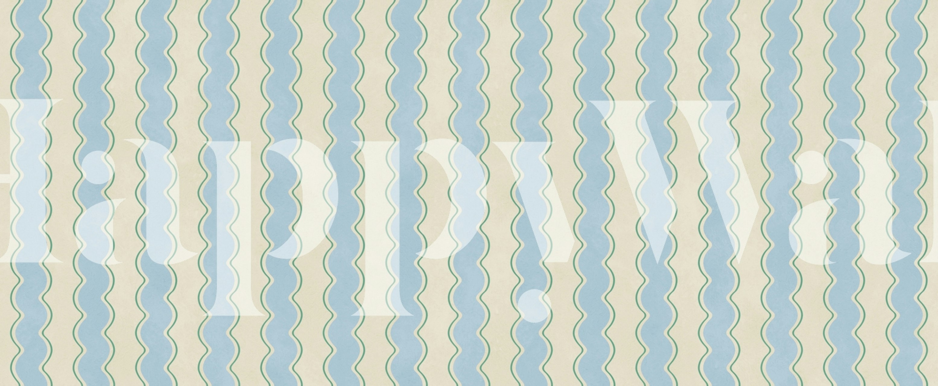 Vagues bleues sur papier peint crème dans une pièce