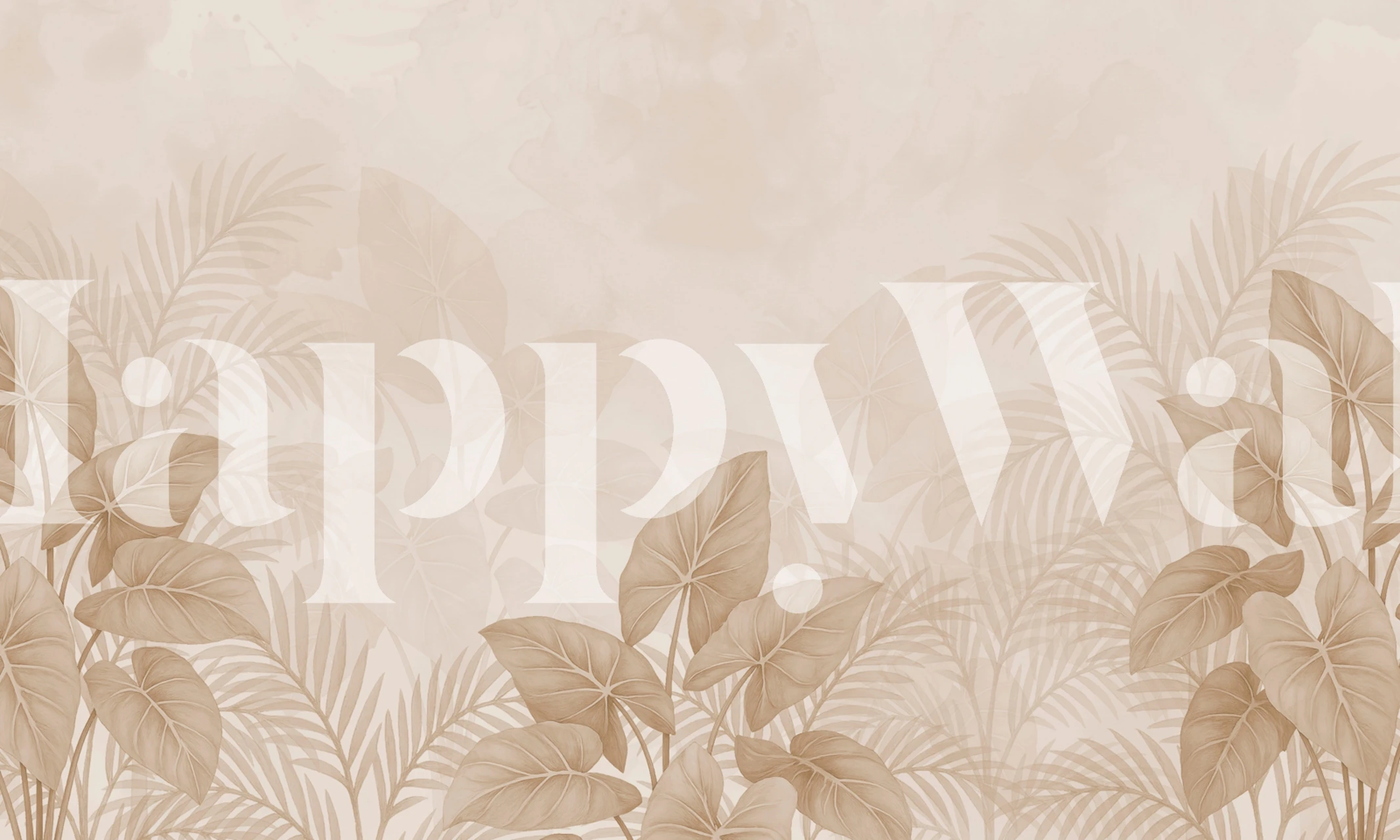 Botanical leaf patterns in soft beige tones wallpaper