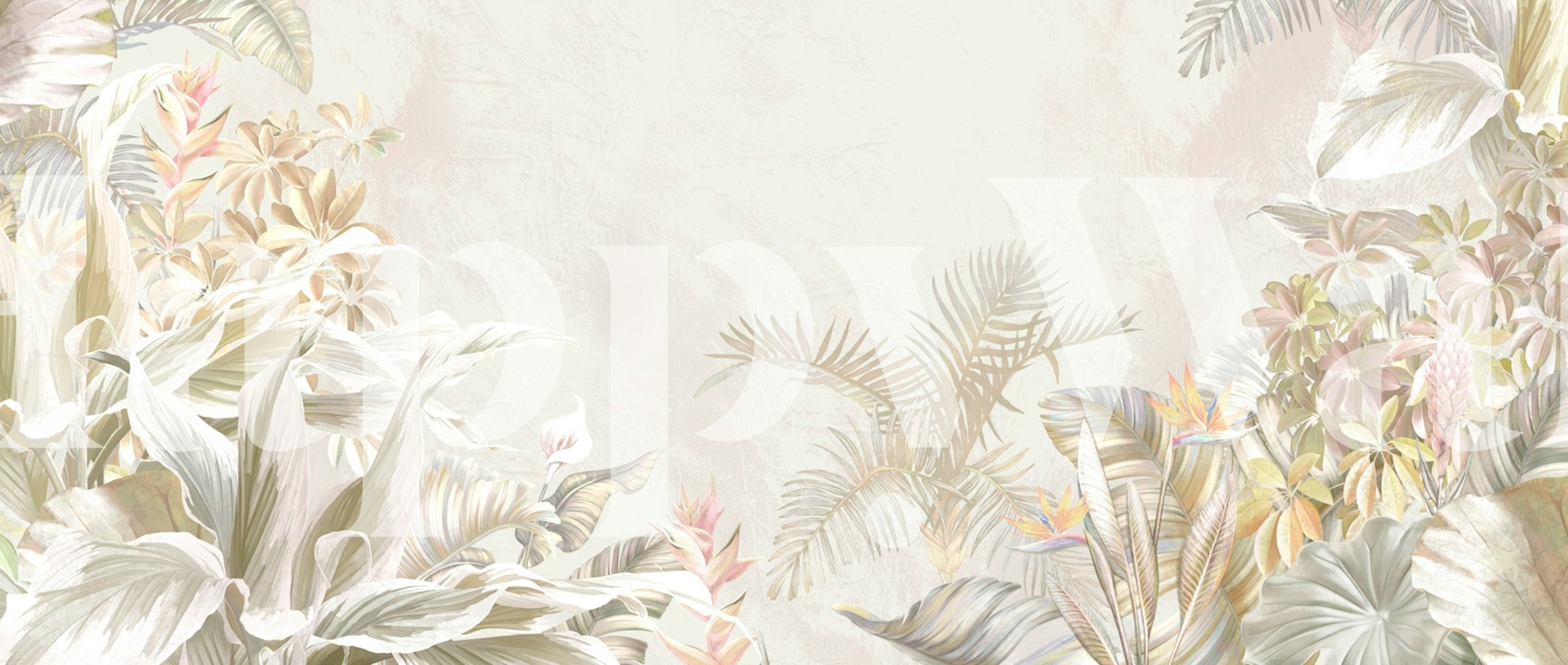 Chic tropical flora design wallpaper in a room