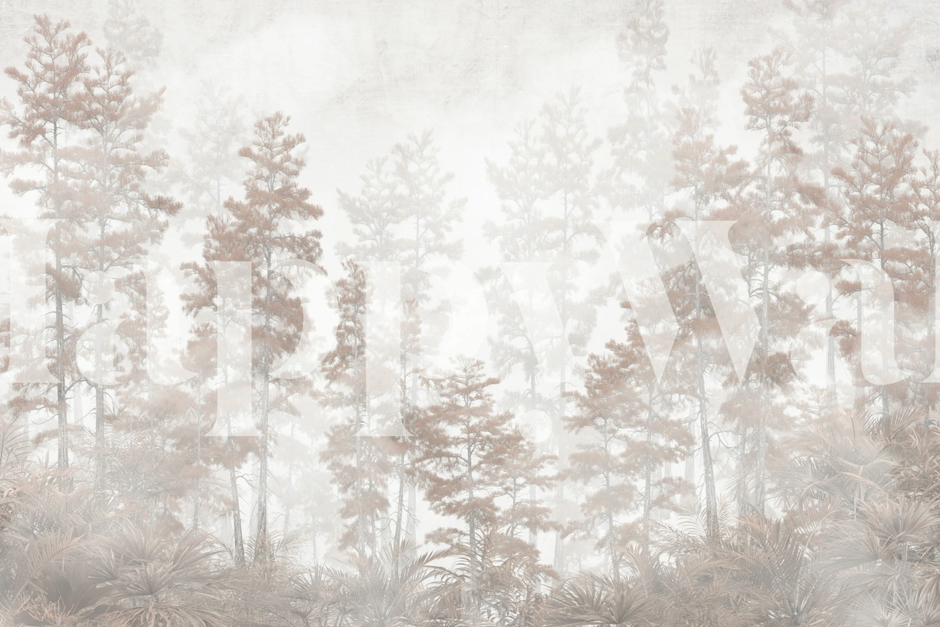 Soft earth-toned jungle trees wallpaper with a serene style.