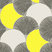 Abstract Palm Leaves Geometric Yellow Block wallpaper