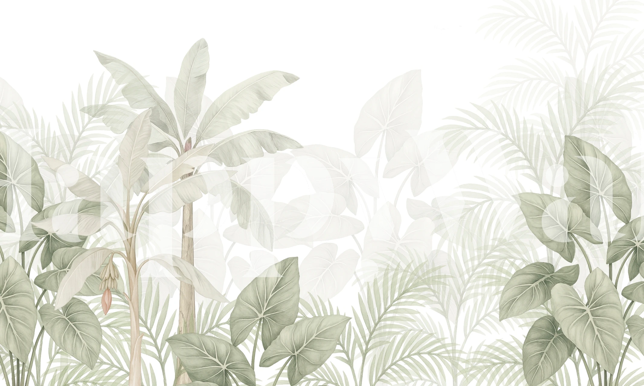 Tapeta Exotic Jungle Leaf Art v místnosti