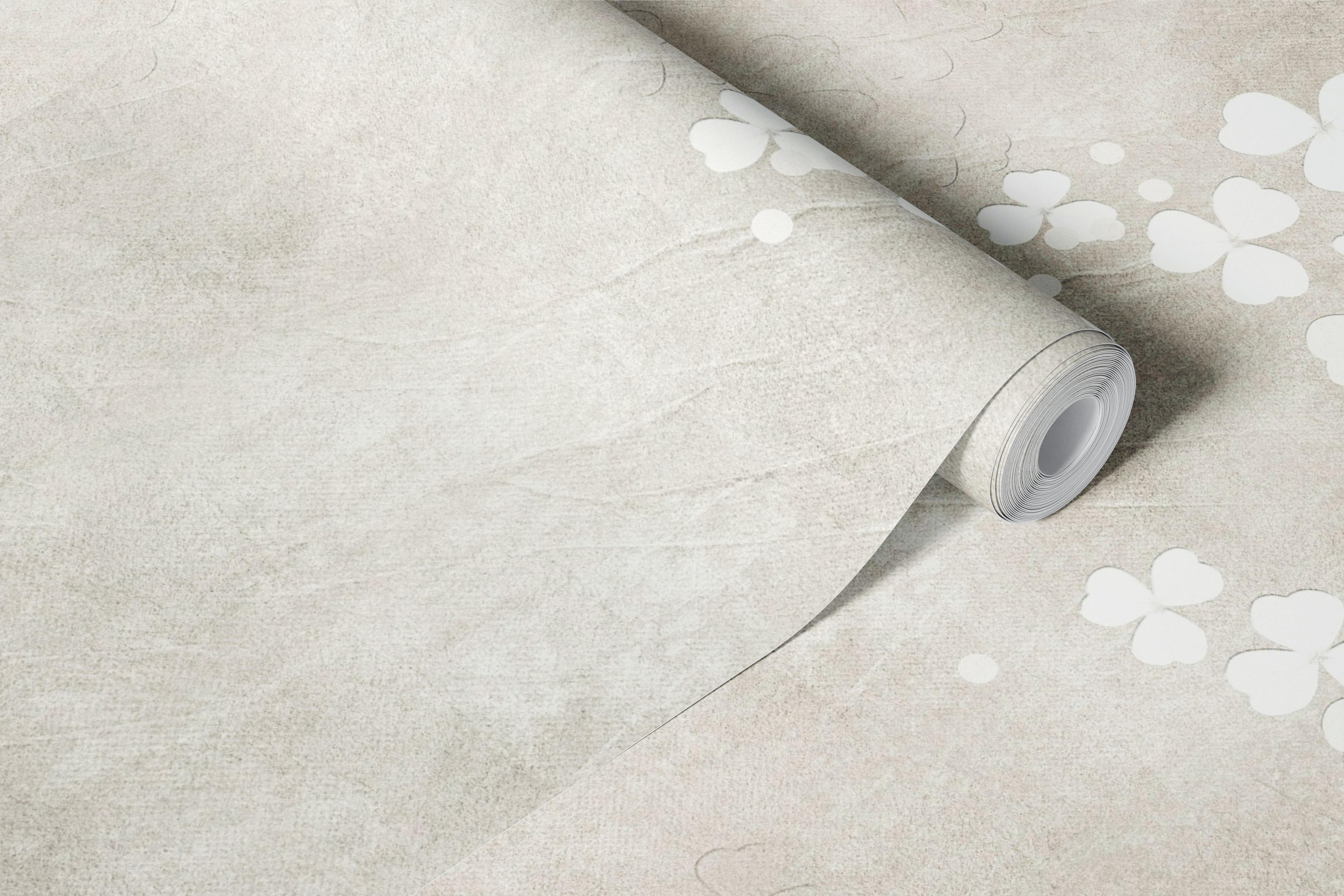 Floral pattern with delicate white blossoms on a soft beige background wallpaper