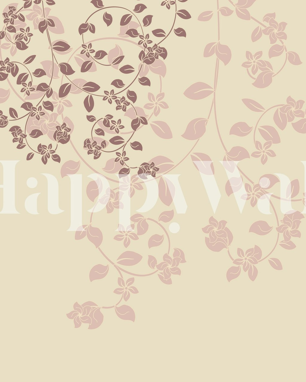 Pink floral pattern with elegant swirls and leaves wallpaper