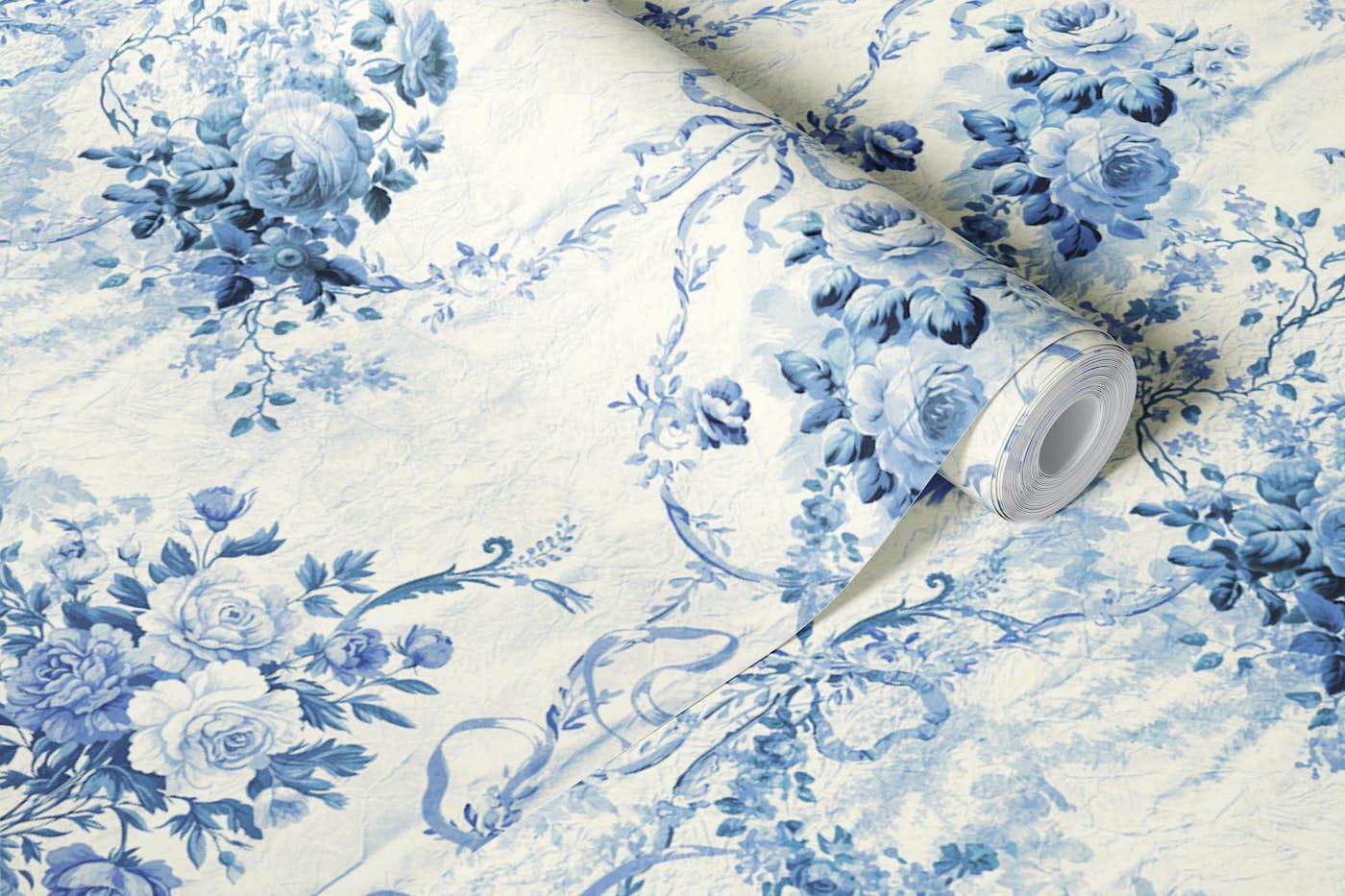 Pastel Romantic Rose Blue wallpaper roll