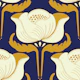 art nouveau peonie - royal blue gold