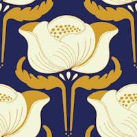 art nouveau peonie - royal blue gold tapete