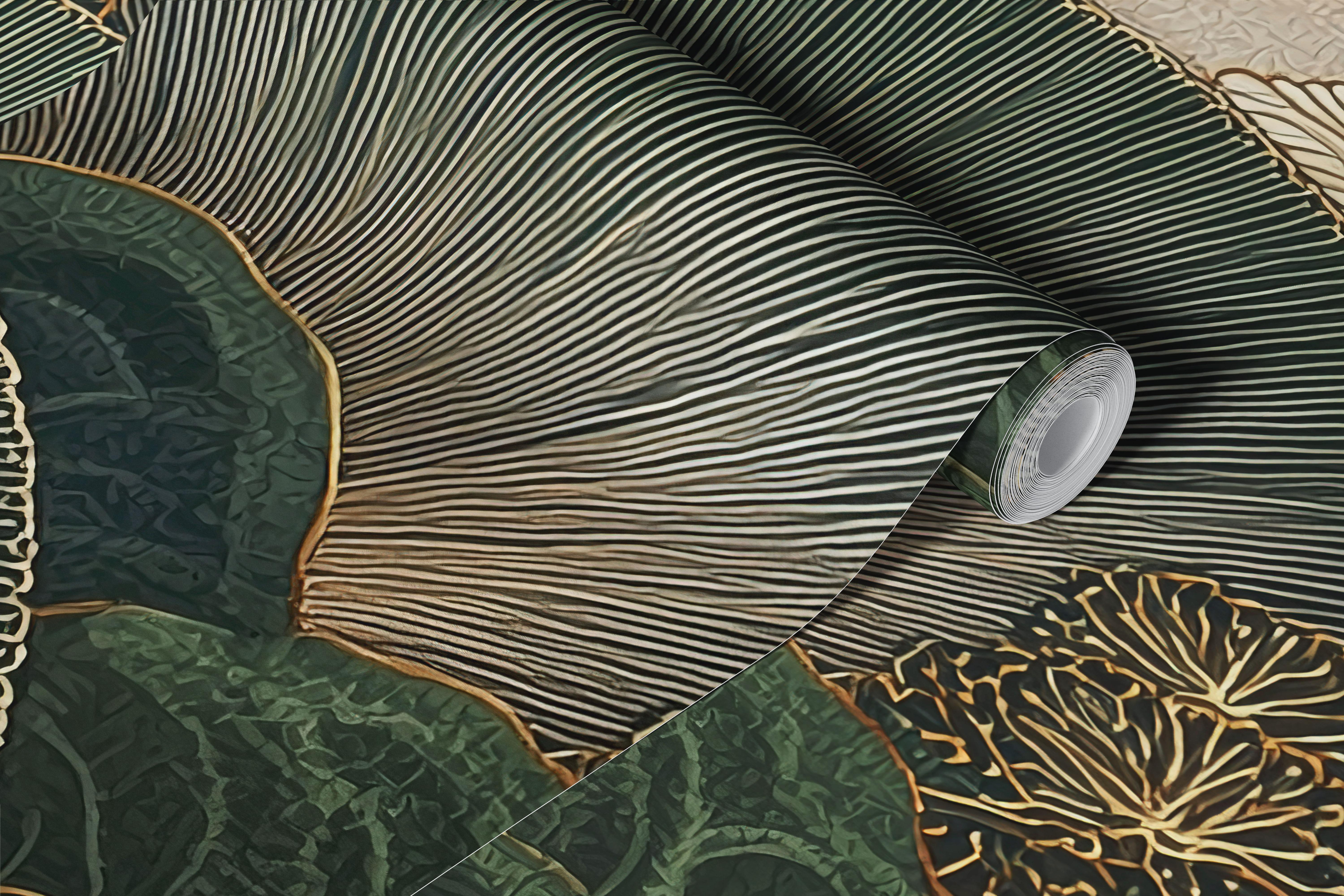 Fan shaped pattern wallpaper design in a room
