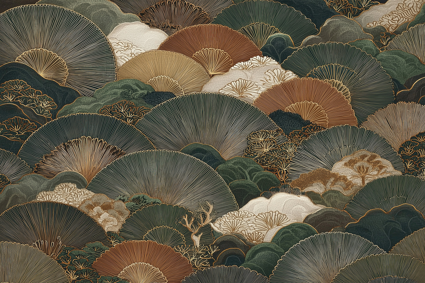 Fan Shaped Pattern Wallpaper | HappyWall