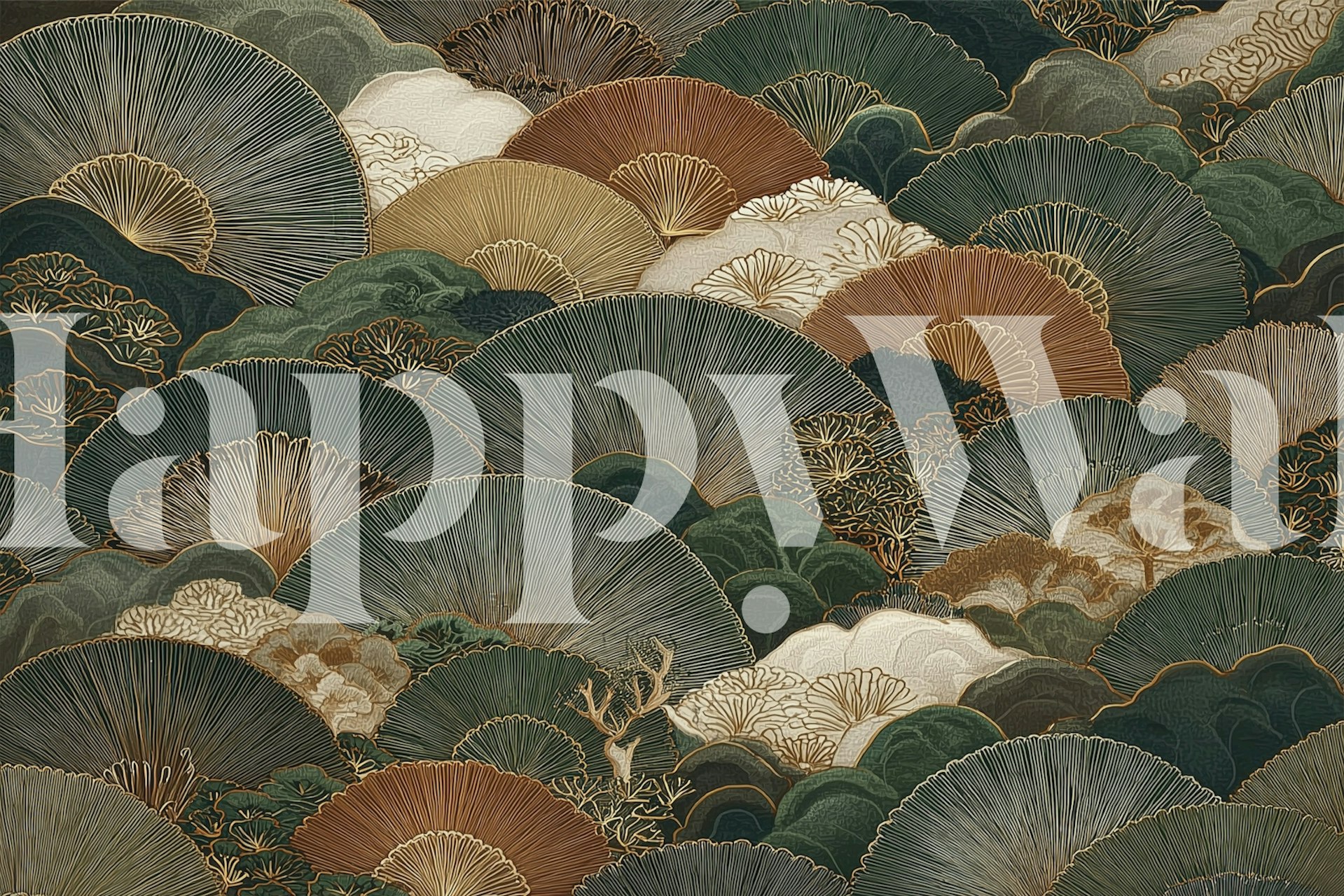 Fan shaped pattern wallpaper design in a room