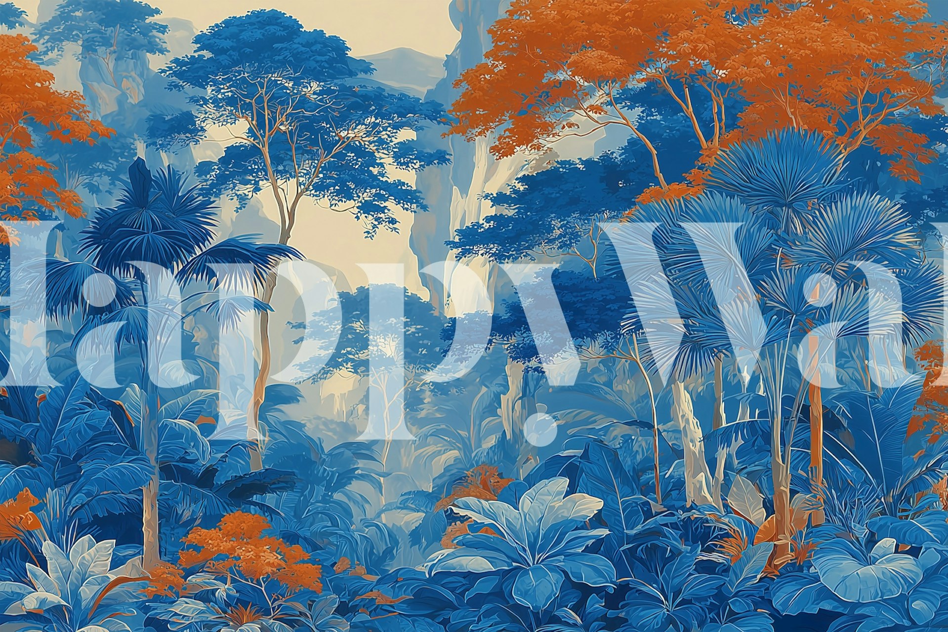 Enchanted Jungle with Blue Foliage v místnosti