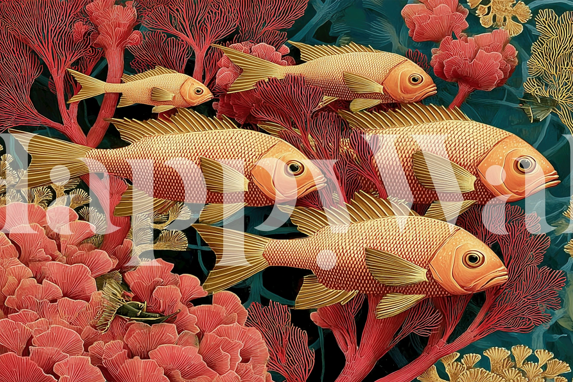 Underwater coral reef scene tapet i et rum