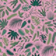 Tropical Leaves - green on pink - Medium
