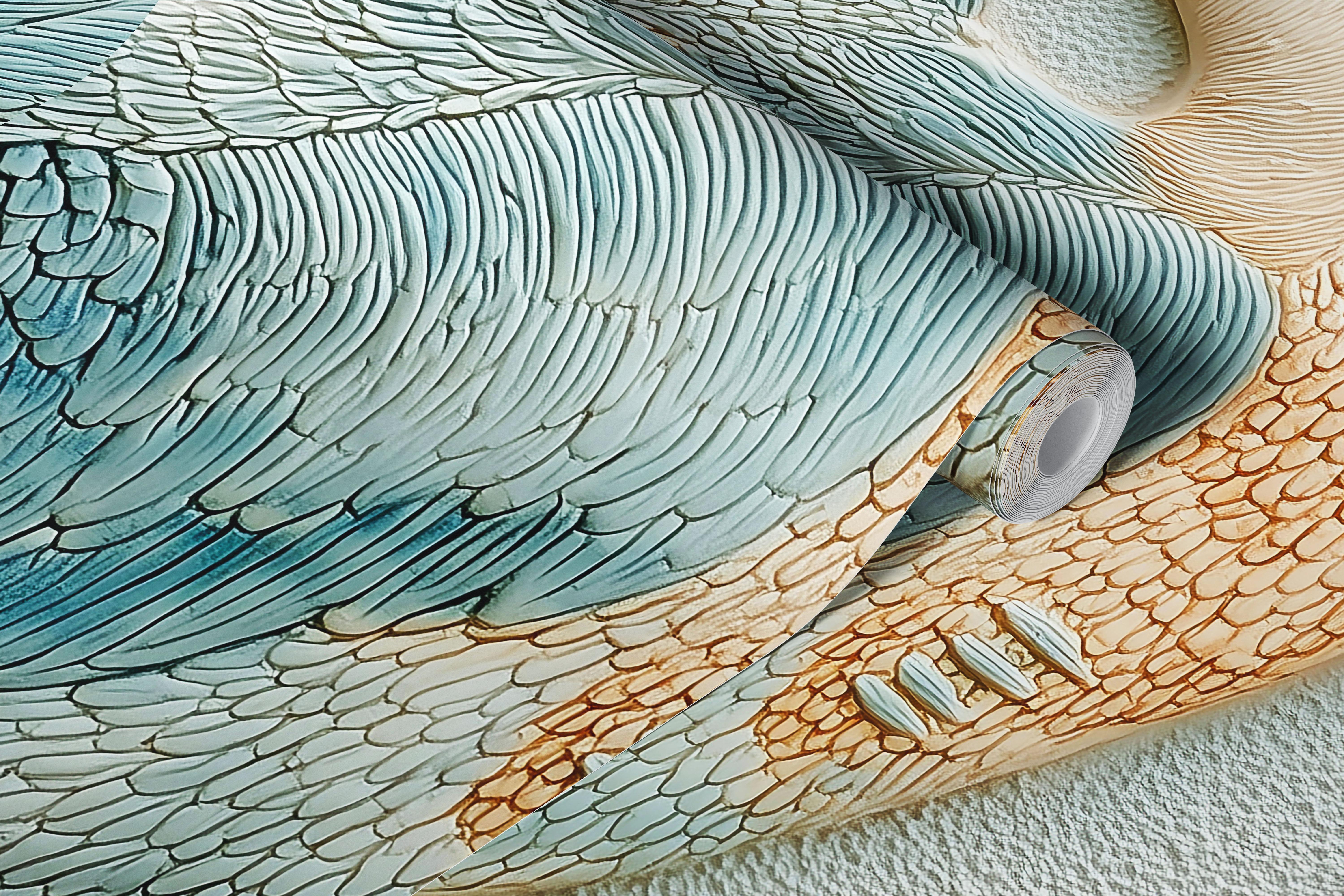 Vintage Pelican Art wallpaper displayed in a room